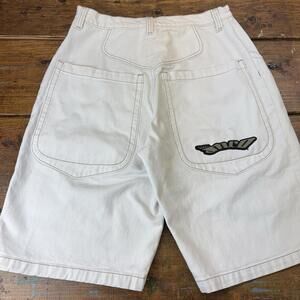 Vintage 90s JNCO The Low Down Baggy Denim Jean Shorts Size 38 (Fit 36 in.) White